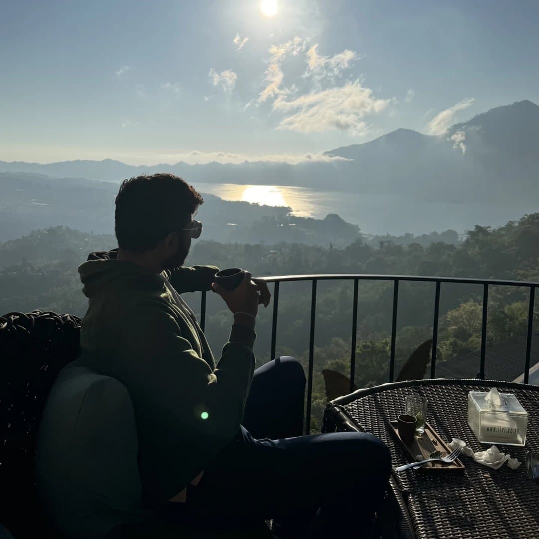 Dhruvin relaxing in a casual setting